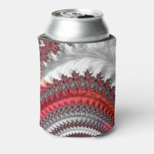 Abstract Red and Black Gradient Spiral Fractal Can Cooler