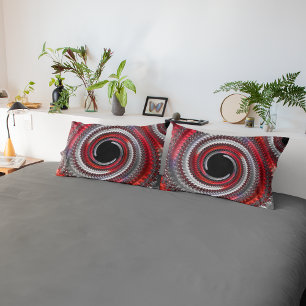Abstract Red and Black Gradient Spiral Fractal Pillowcase