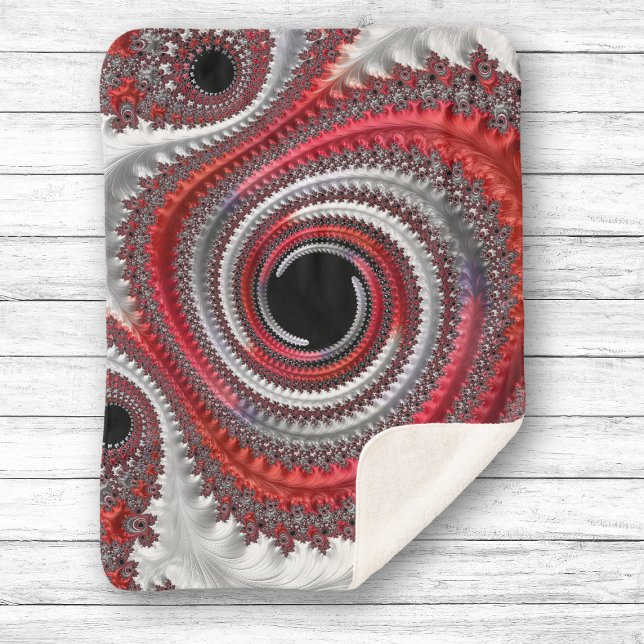 Abstract Red and Black Gradient Spiral Fractal Sherpa Blanket (Creator Uploaded)