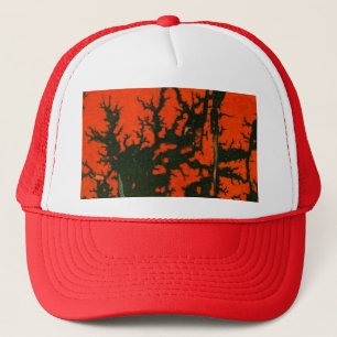 Abstract red and black hot lava design trucker hat