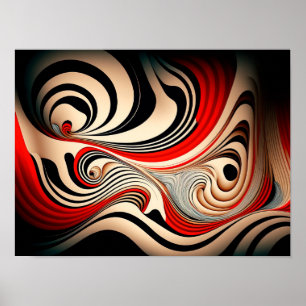 Abstract red and black swirl background. poster