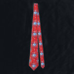 Abstract red and blue Christmas snowflakes Tie<br><div class="desc">Abstract blue and white Christmas snowflakes pattern on a red background. Need more? Check out other holiday designs at my store! Cheers! :)</div>