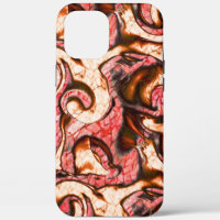 Abstract red and coral spots with woody style