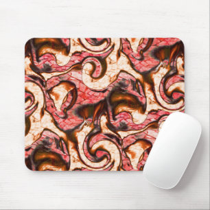 Abstract red and coral spots with woody style mouse pad