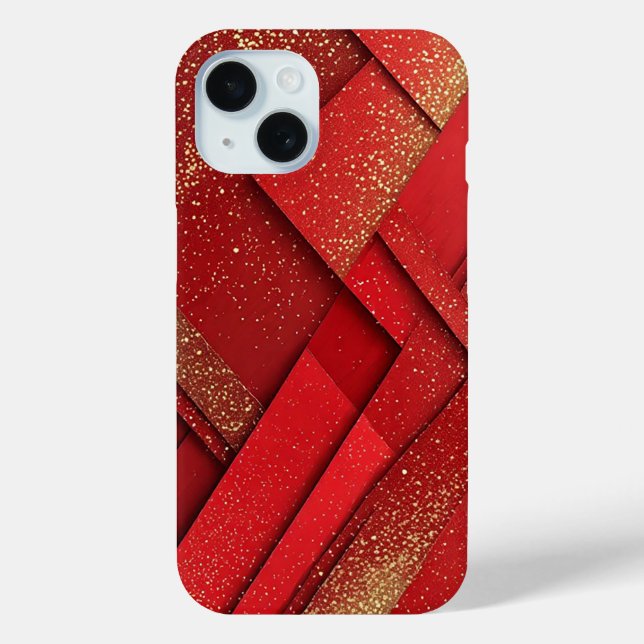 Abstract Red and Gold Geometric Design Case-Mate iPhone Case (Back)