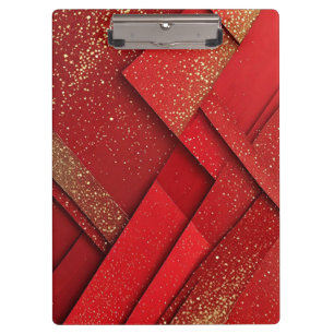 Abstract Red and Gold Geometric Design Clipboard