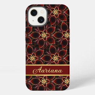 Abstract Red And Gold Seamless Pattern Floral iPhone 13 Case