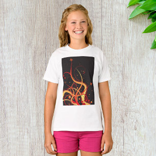 Abstract Red and Gold Swirl Floral T-Shirt
