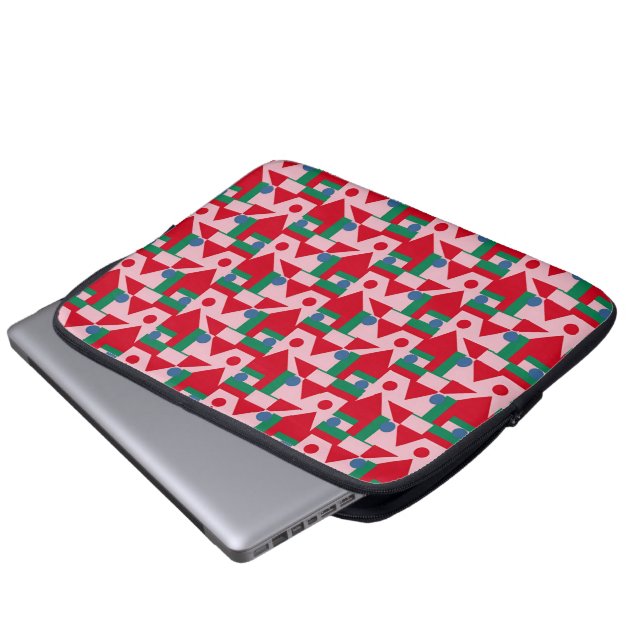 Abstract Red and Pink Pattern with Dots Laptop Sleeve (Front Bottom)