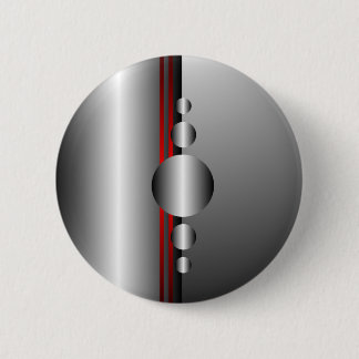 Abstract Red and Silver Metal Look 6 Cm Round Badge