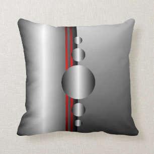 Abstract Red and Silver Metal Look Cushion
