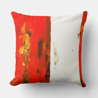 Abstract Red and White Striped  Cushion