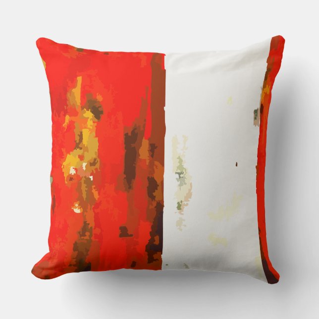 Abstract Red and White Striped  Cushion (Front)