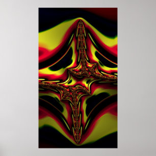 Abstract Red and Yellow Alien Backbone Fractal Art Poster