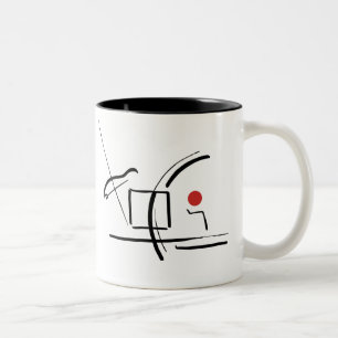 Abstract Red Ball & Lines Drawing Two-Tone Coffee Mug