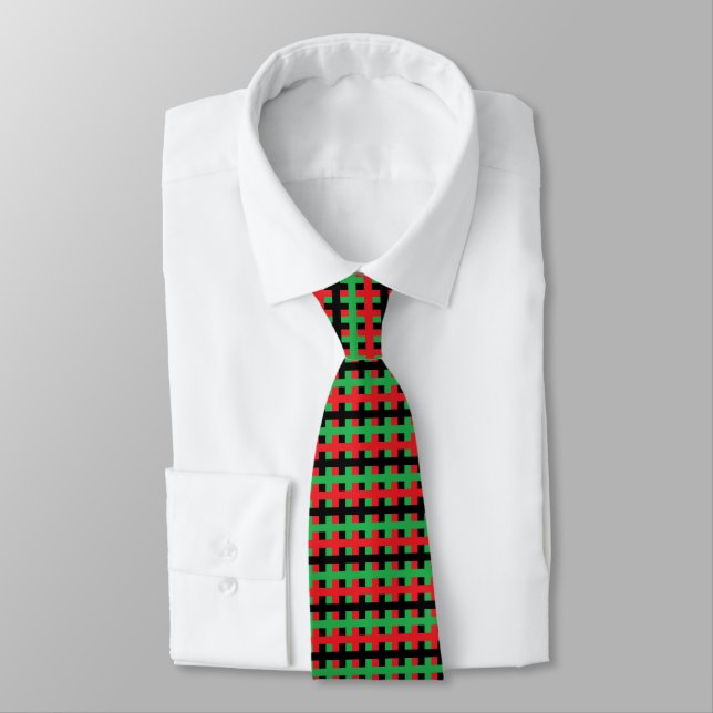 Abstract Red, Black and Green Tie (Tied)