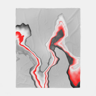 Abstract red black and white wave, zigzag pattern, fleece blanket