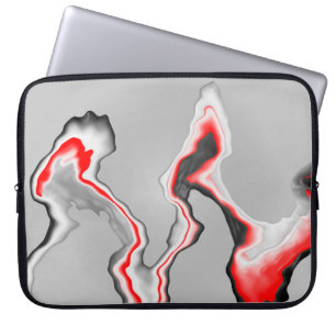 Abstract red black and white wave, zigzag pattern, laptop sleeve