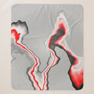 Abstract red black and white wave, zigzag pattern, sherpa blanket