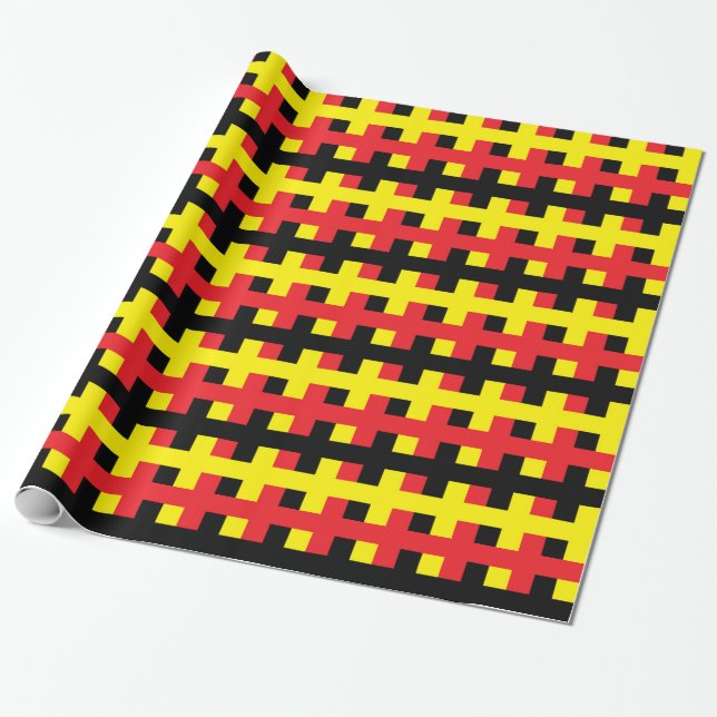 Abstract Red, Black and Yellow Wrapping Paper (Unrolled)