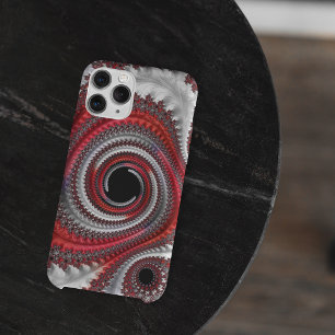 Abstract Red Black Gradient Spiral Fractal iPhone 14 Pro Case