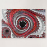Abstract Red Black Gradient Spiral Fractal Jigsaw Puzzle<br><div class="desc">This product features beautiful spiral fractal gradient in red,  black,  grey and white.</div>