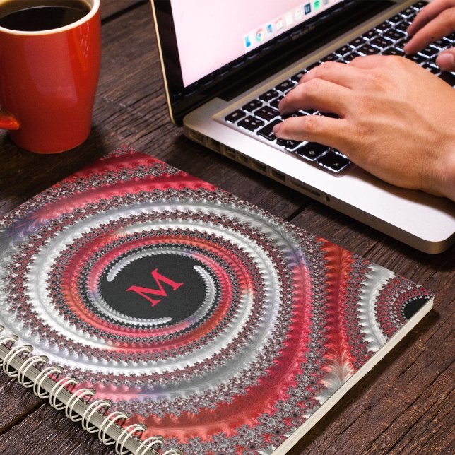 Abstract Red Black Gradient Spiral Fractal Notebook (Creator Uploaded)