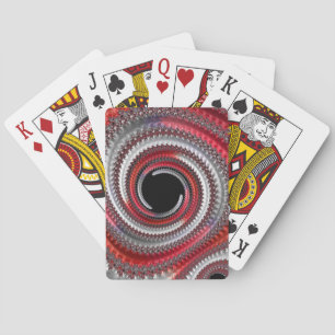 Abstract Red Black Gradient Spiral Fractal Playing Cards