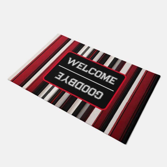 Abstract Red Black Lines Trendy Collection Doormat (Angled)