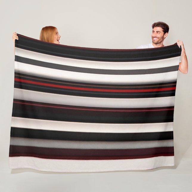 Abstract Red Black Lines Trendy Collection Fleece Blanket (In Situ)