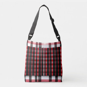 Abstract Red Black Plaid Modern Collection Crossbody Bag