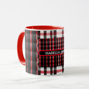 Abstract Red Black Plaid Modern Collection Mug
