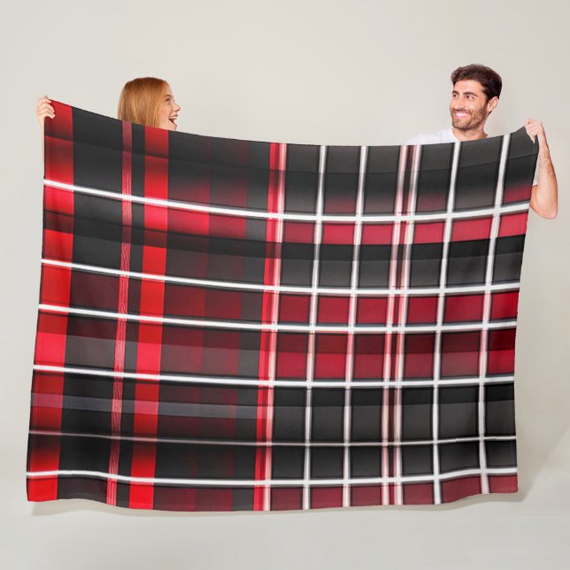Abstract Red Black Plaid Popular Collection Fleece Blanket (In Situ)