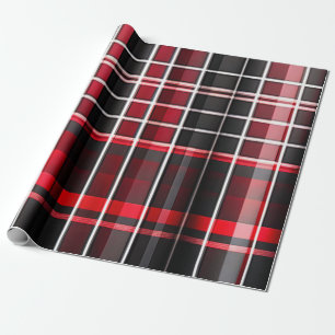 Abstract Red Black Plaid Popular Collection Wrapping Paper