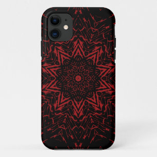 Abstract Red Black Round Star Flower Kaleidoscope iPhone 11 Case