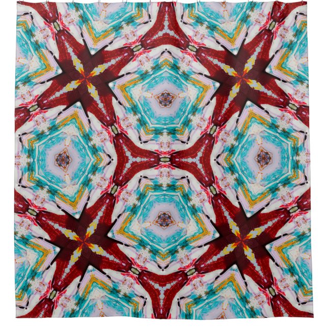 Abstract Red Blue Yellow Shower Curtain (Front)