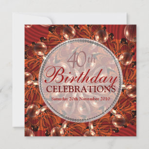 Abstract Red Butterfly & Bubbles Birthday Invitation