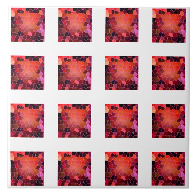 Abstract Red Ceramic Tile (Front)