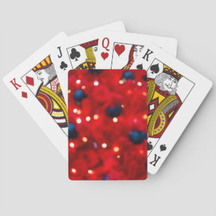 Abstract Red Christmas Bokeh Background Playing Cards