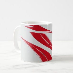 Abstract Red Curved Lines on Light gray Background Coffee Mug