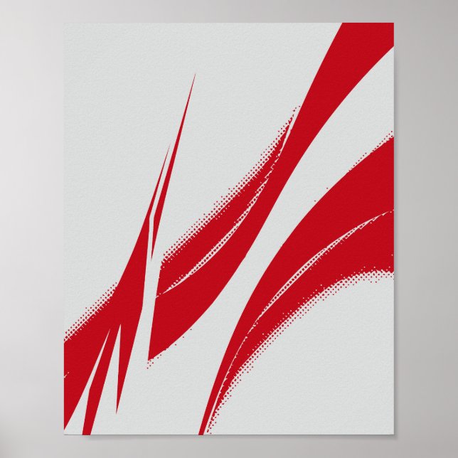 Abstract Red Curved Lines on Light grey Background Poster (Front)
