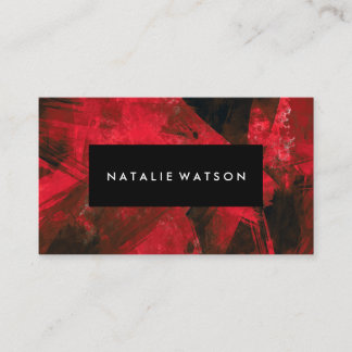 Abstract Red Dark Paint Modern Elegant Business Card