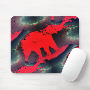 Abstract red elephant drawing, very rustic effect mouse pad
