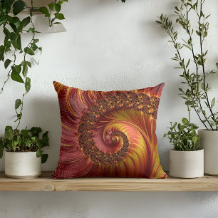 Abstract Red Fiery Spiral Fractal Cushion