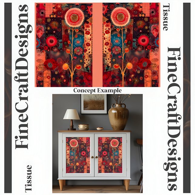 Abstract Red Floral Quilt Style Decoupage L+R 142 Tissue Paper (Creator Uploaded)