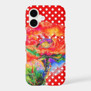 Abstract red floral red poppy Polkadots 