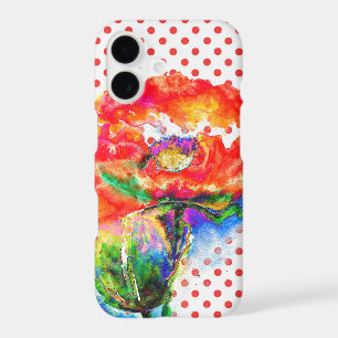 Abstract red floral red poppy Polkadots 
