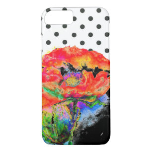 Abstract red floral red poppy Polkadots  iPhone 8/7 Case
