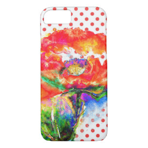 Abstract red floral red poppy Polkadots  iPhone 8/7 Case