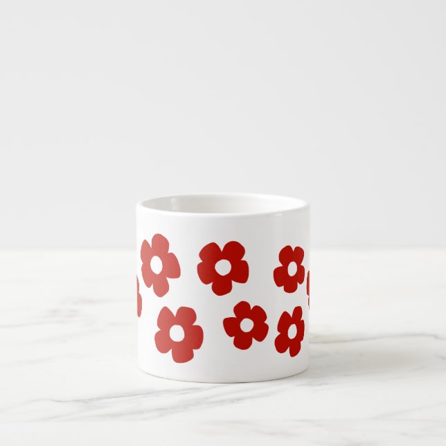 Abstract Red Flower Pattern Espresso Mug (Front)